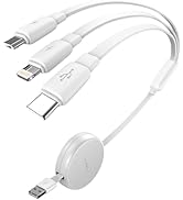 LISEN Multi Charging Cable, 3 in 1 Charging Cable, Retractable Car Charger with Type C/L/Micro US...