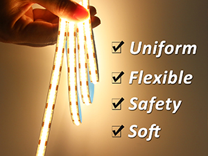 This luminous COB1M lamp strip features Uniform flexible safty soft features