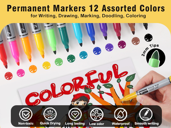 12 colored markers for phone