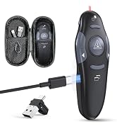 Wireless PowerPoint Presentation Clicker with Protective Storage Case | 2-in-1 USB/Type C Receive...