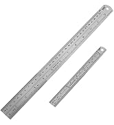 YouOKLight Metal Ruler Set,6 inch Ruler and 12 inch Ruler. Ruler Inches and Centimeters,Metric Ru...