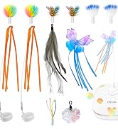 ORSDA 12PCS Replacement for 5 in 1 Interactive Kitten Toys for Indoor Cats with Multicolor Feathe...