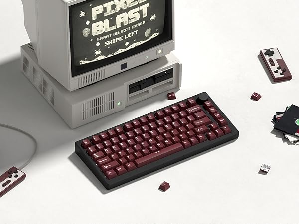 Double Shot PBT keycaps Set,Dark Red Keyboard caps,Cherry Profile Keycaps 60 65 75 100 Percent
