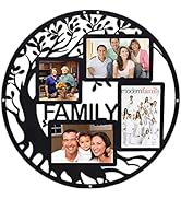 Fosinz Family Tree Picture Frame Collages for Wall Decor Metal Multi Frames Round Circular Circle...