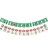 Football 1st Birthday Banner for Party Decorations, Football Theme Monthly Milestone Photo Banner...
