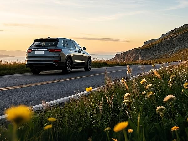 Family car run on beautiful and clean highway
