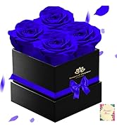 Blue Forever Roses Luxury Gift for Women/Men, Fresh Flowers Bouquet for Girlfriend, Wife, Mom, An...