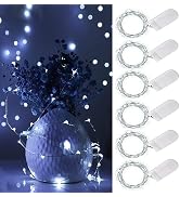 Ostwiki Cool White Fairy Lights Battery Operated String Lights 6 Pack Mini Lights, 20 LED 7ft Twi...