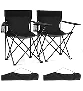 Canpsky 2 Pack Lightweight Folding Camping Chairs, Outdoor Lawn Beach Chair with Cup Holder & Car...