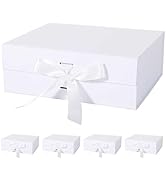 LFBOX White Gift Box with Ribbon Magnetic Lids 10.2x9x3.74 in, Bridesmaid Groomsman Proposal Boxe...