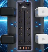 Heavy Duty Power Strip Surge Protector,20A 2500W,Widely 12 Outlets/Dual Switches,20W Fast Chargin...