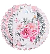 Floral Paper Napkins for Plates-60pcs Disposable Flower Guest Long Napkins for Party/Wedding/Birt...
