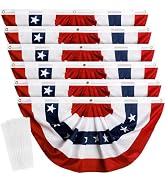 ZOOFOX 6 Pack American Pleated Fan Flag, 3x1.5 Feet USA Patriotic Half Fan Bunting Flag Stars and...