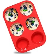 ANAEAT Silicone Muffin Pan - 6 Cups Non-Stick Cupcake Molds, Food Grade Silicone Baking Tray for ...