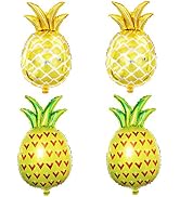 GOER Pineapple Foil Balloons,4 Pcs 32 Inch Giant Helium Balloons for Hawaiian Luau Party Summer T...
