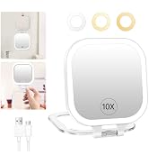 FASCINATE 10X Magnification Compact Travel Makeup Mirror with Lights and Magnification, 3.5 inch ...