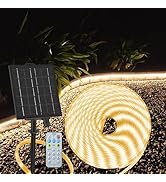 echosari 32.8Ft Solar Strip Lights Outdoor, IP68 Fully Waterproof LED Strip Lights with Timer Rem...