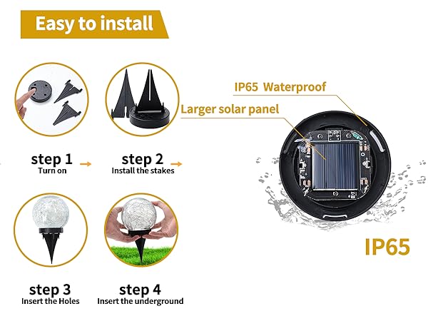 Solar Globe Lights Outdoor Waterproof