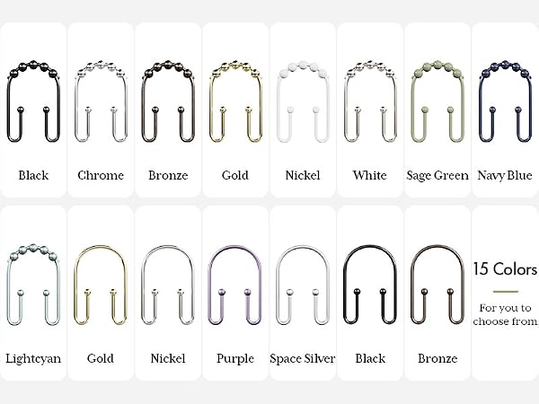 Black U-shaped Shower Curtain Hooks shower curtain rings double shower curtain hooks double sided