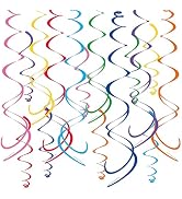 HonuGoGo 48-Piece Multi-Color Paper Swirl Decorations – Hanging Party Swirls for Birthday, Baby S...