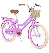 Chrisphil 20 Inch Girls Bike with Basket - Multiple Colors for 7-10 Years Old, 85% Pre-Assembled,...