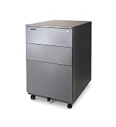 Aurora Modern SOHO Design 3-Drawer Metal Mobile File Cabinet with Lock Key Sliding Drawer, Fully ...