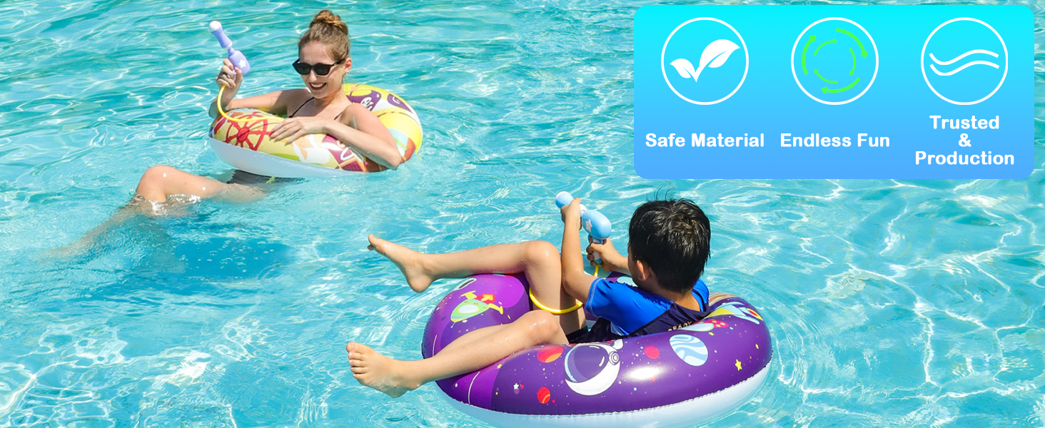 2 Pack Pool Floats with 2 Water Gun Kids and 1 Beach Ball