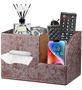 Leather Square Tissue Box Cover with Storage Tray,Cube Tissue Box Holder,Modern Facial Paper Orga...