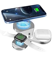 3 in 1 Mag Safe Foldable Wireless Charger Magnetic Wireless Charging Station for iWatch, AirPods ...