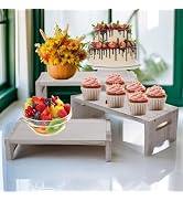 3 Tier Wood Cupcake Stand Dessert Display Risers for Party, Wooden Dessert Tray Stand Riser for T...