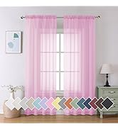 Aiyufeng Light Pink Sheer Curtains 84 Inches Long 2 Panels Set, Semi Transparent Voile Rod Pocket...