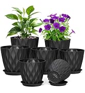 Meowell 7/6.5/6/5.5/5/4.5/4 inch Plant Pots for Indoor Outdoor Plants, 7 Pack Thick Nursery Pots ...