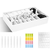 Cable Organizer Box with Wire Ties and Labels, Charger Cable Cord Storage Organizer with Adjustab...