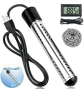 Immersion Water Heater Electric, 2000W Portable Hot Water Heater with 304 S S Guard & LCD Thermom...