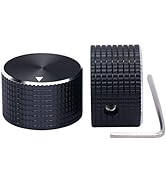 Taiss / 2Pcs 25 mmx15 mm 6.4mm / 0.25" Black Aluminum Rotary Electronic Control Potentiometer Knobs