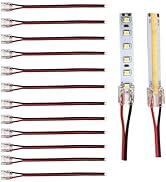 SWOTU 2Pin 10mm Strip & Wire Led Strip Light Connector for 10mm Width COB/SMD Single Color Led Strip