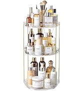 Delamu 3 Tier Rotating Makeup Organizer for Vanity, Bathroom Counter Organizer with Stackable Des...