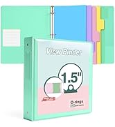 3 Ring Binder 1.5 inch,Cute Binder Organizer with 5 Tab Dividers Fits 175 Sheets of 8.5x11 Paper,...