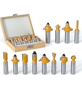 REKCKRUL 12 Pieces Tungsten Carbide Router Bit Set 1/2 Inch Shank for Beginners Woodwork Tools, I...