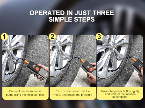 Tire Inflator Portable Air Compressor, Air Pump for Car Tires with Digital Pressure Gauge