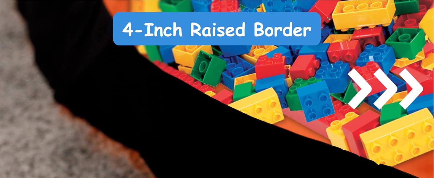 raised border for toy play mat for legos and building bricks