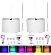 ZSLAIFU 15FT Plug in Pendant Light with Switch,Hanging Lamp with Plug in Cord, Hanging Light Pend...