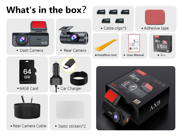 Dual Dash Cam Front and Rear: 4K+2.5K Dash Camera for Cars Built-in 5G WiF aPP Control Car Dashcam