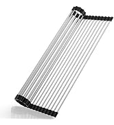 Roll Up Dish Drying Rack, Over The Sink Dish Drying Rack Kitchen Rolling Dish Drainer, Foldable S...