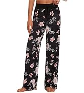 iniber Women's Comfy Pajama Pants Casual Lounge Pant Wide Leg Palazzo Stretch Drawstring Bottoms