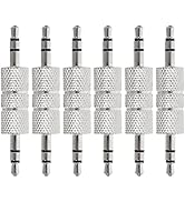 KALLORY 6pcs Male to Male Audio Cable Extender Adapter Metal Straight Through Connector for Car S...