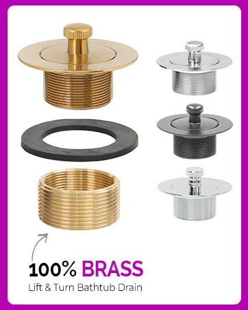 Matte black drain, brushed nickel tub drain, chrome tub drain, brushed gold drain