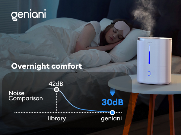 Ultrasonic Cool Mist Humidifier for Bedroom, Large Rooms, Home, 4L