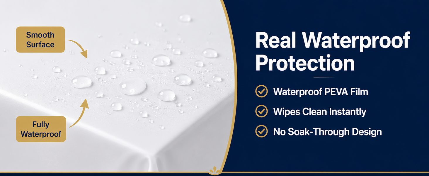 Spills stay on the non-absorbent surface and can be wiped away during the event.