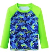 WAWSAM Boys Rash Guard Swim Shirts Long Sleeve UPF 50+ Swimwear Quick Dry Toddler Rash Guard for ...